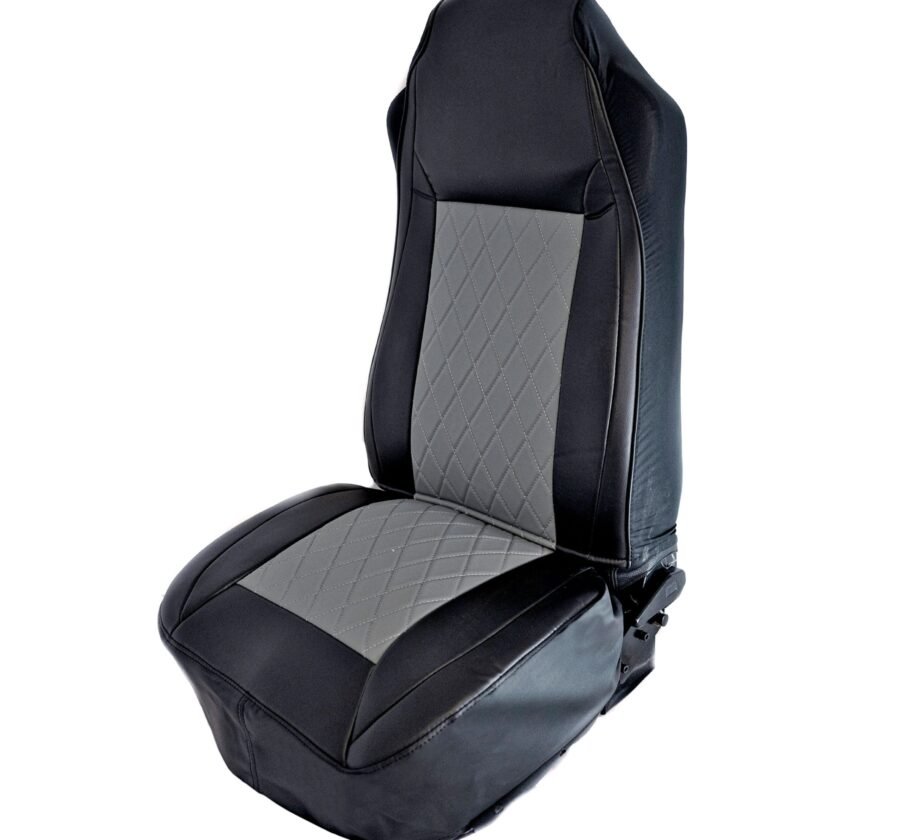 Gray Diamond Stitch Seat Cover w/ Leatherette Trim – Universal Fit