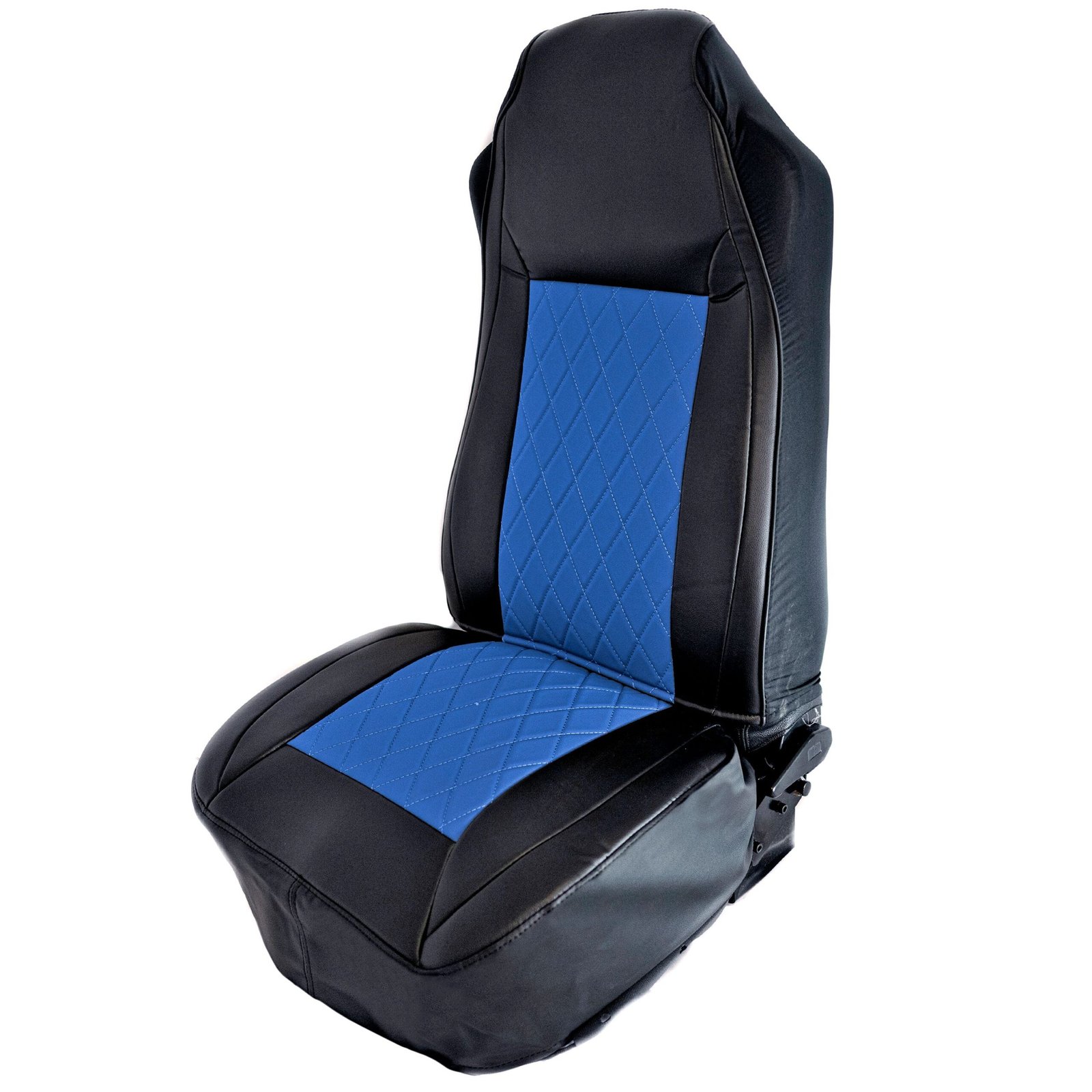 Blue Diamond Stitch Seat Cover w/ Leatherette Trim – Universal Fit