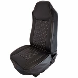 Black Diamond Stitch Seat Cover w/ Leatherette Trim – Universal Fit