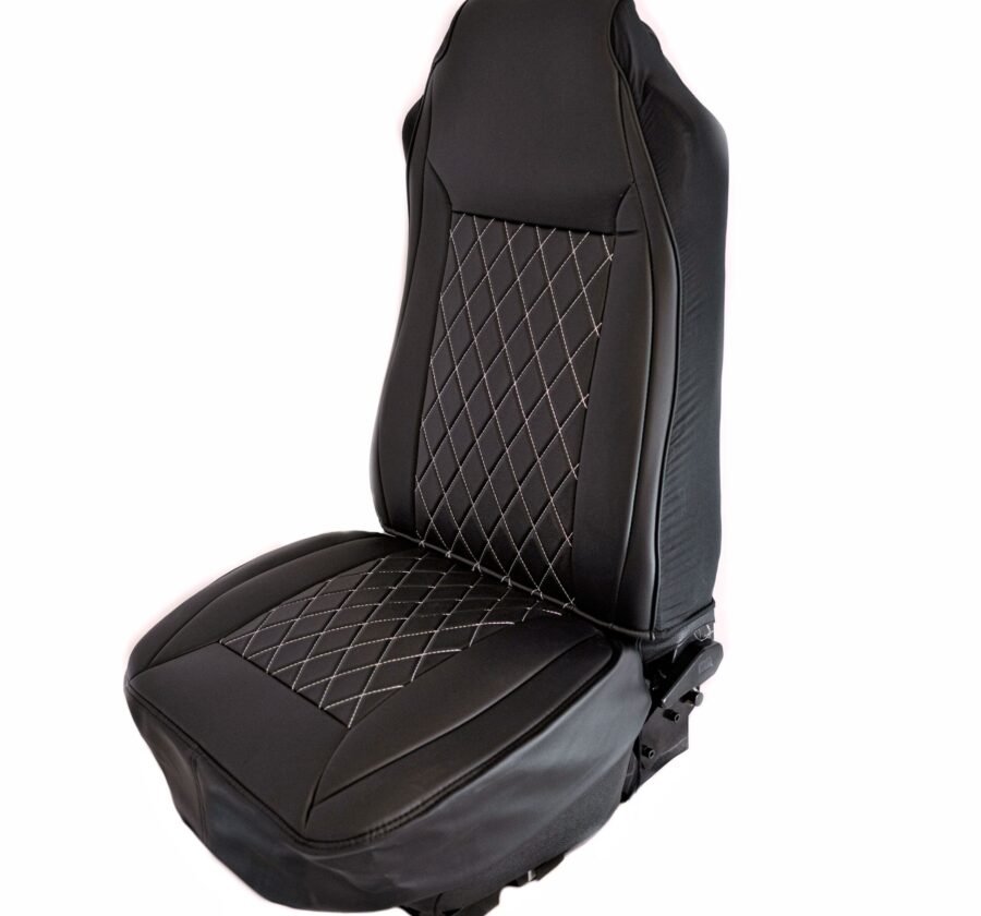 Black Diamond Stitch Seat Cover w/ Leatherette Trim – Universal Fit