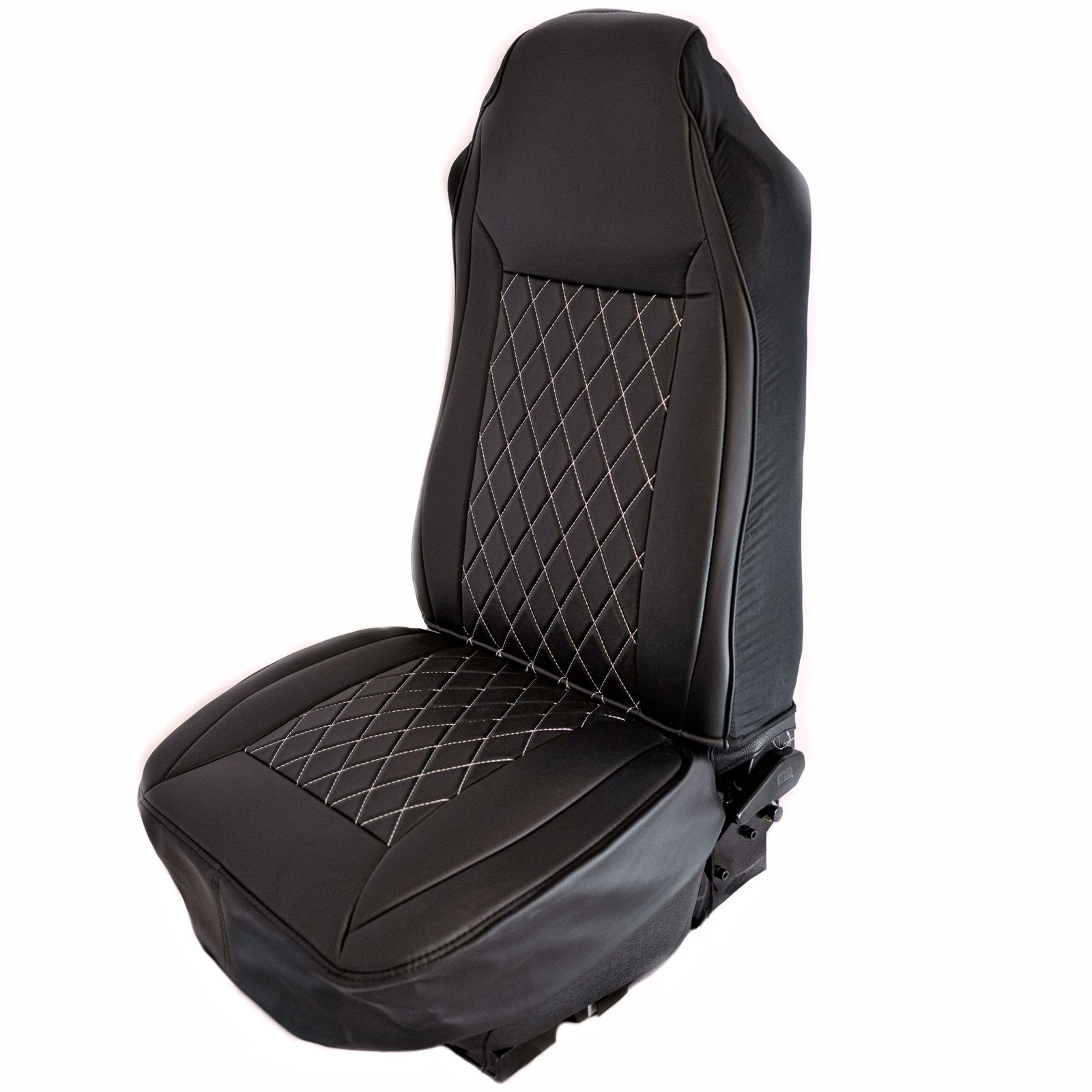 Black Diamond Stitch Seat Cover w/ Leatherette Trim – Universal Fit