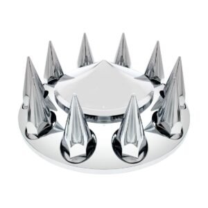 Pointed Front Axle Cover With 33mm Spike Thread-On Nut Covers - Chrome