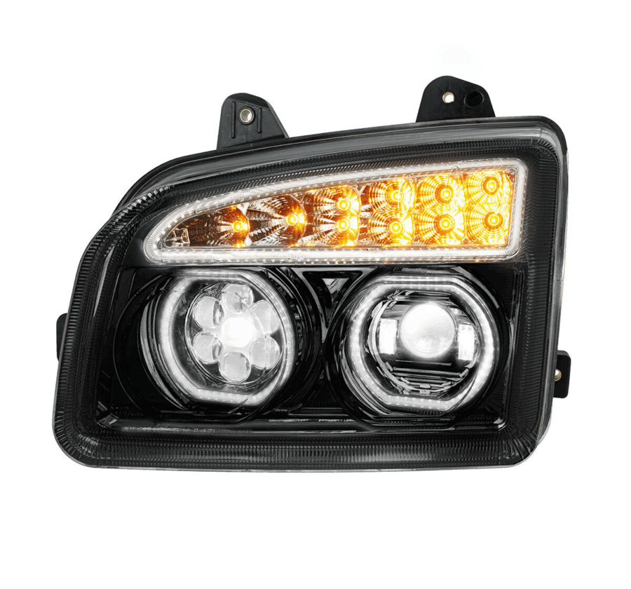 Kenworth T880 LED Headlight w/ Sequential Turn Signal – Black Passenger Side