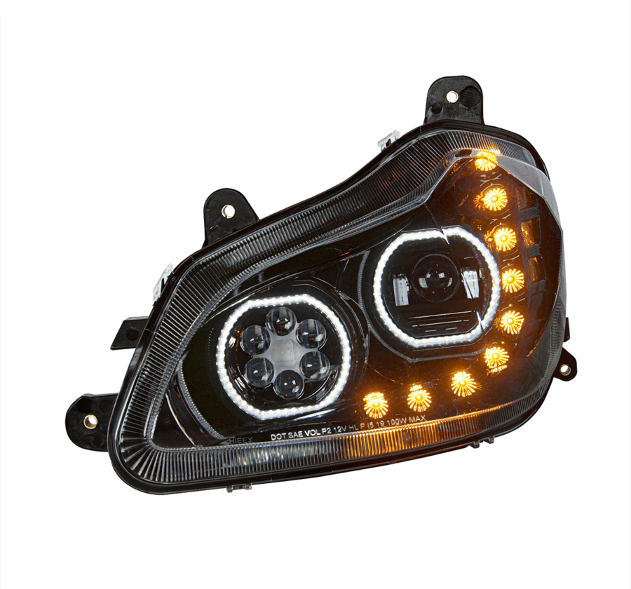 Kenworth T680 2013–2021 LED Headlight w/ Sequential Turn Signal – Black Driver Side