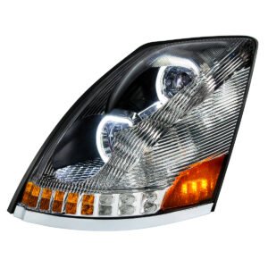 Volvo VN/VNL 2003–2017 LED Headlight w/ Halo & Sequential Turn Signal – Chrome Driver Side