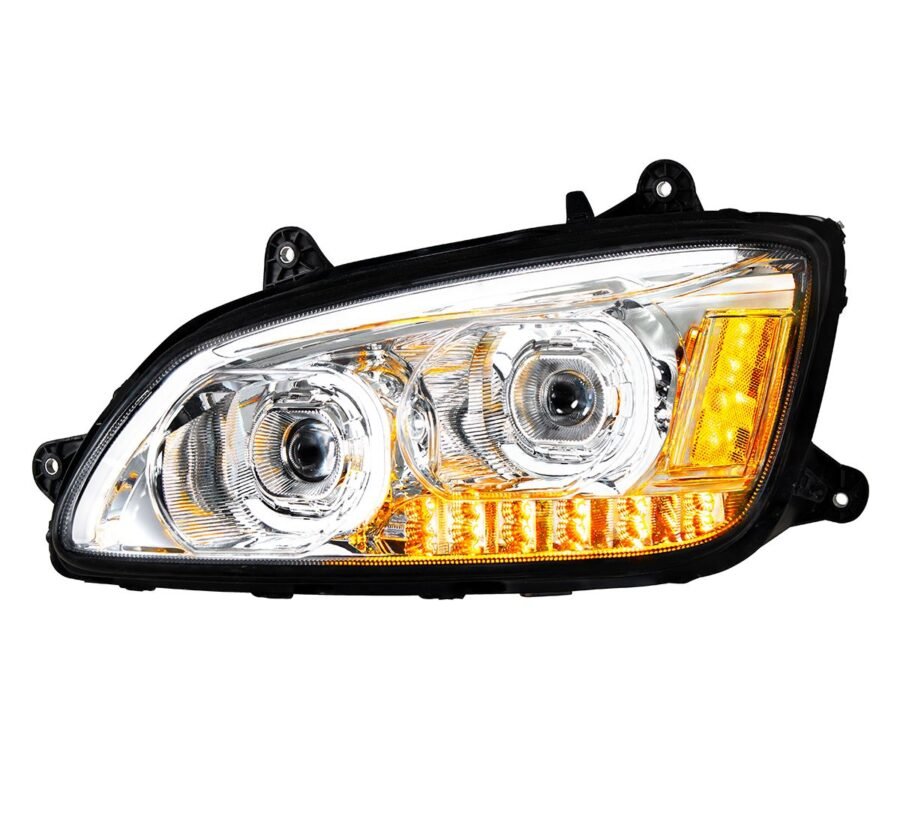 LED Headlight w/ Turn Signal & Light Bar Fits Kenworth T660 (2007–2017) Chrome – Passanger
