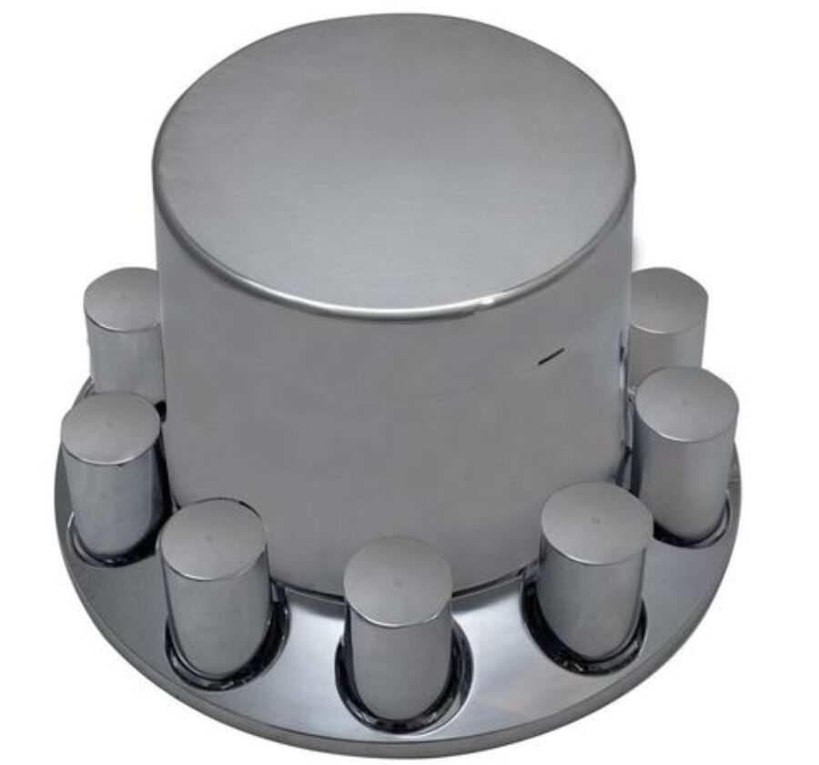 Flat Rear Axle Cover w/ (10) 33mm Screw-On Lug Nut Covers