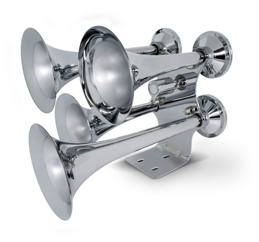 4 Trumpets Air Powered Train Horns – Chrome