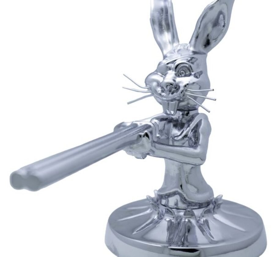 Chrome Shotgun Bunny Hood Ornament