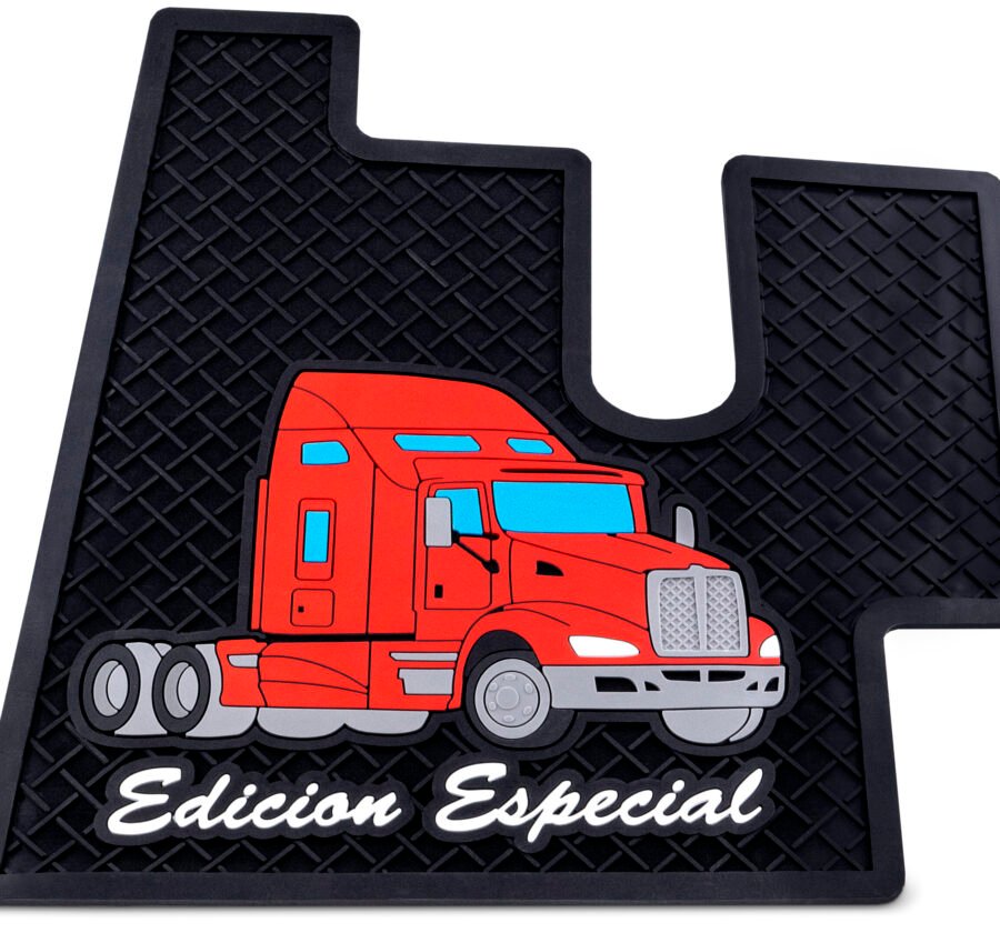 RUBBER FLOOR MATS FOR KENWORTH T600 & T660 – RED