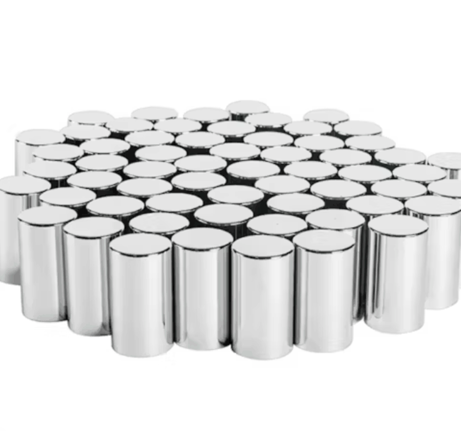 Chrome Plastic 33mm Cylinder Nut Cover 60 Pack
