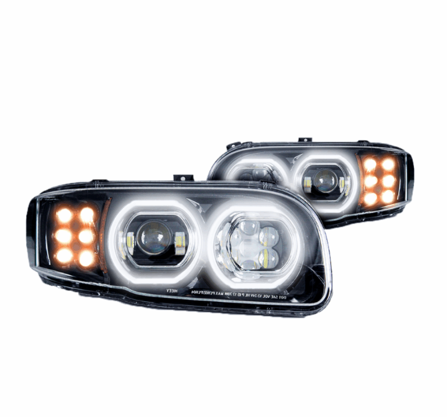 Peterbilt 388/389 LED Headlight with Halo – Black