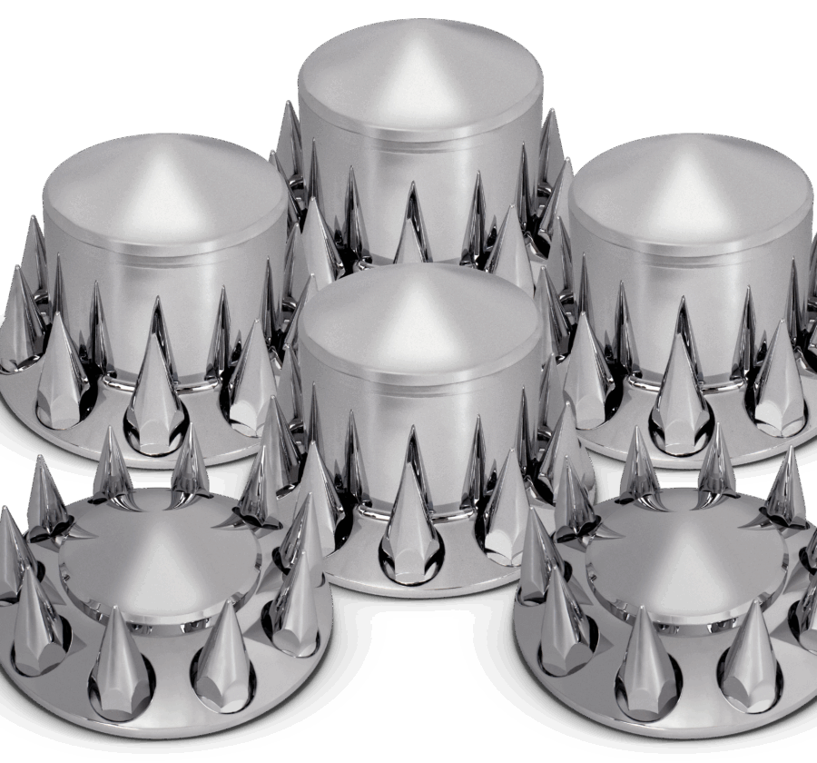 Pointed Axle Cover Combo Kit w/ 33mm Spike Threaded Lug Nut Covers