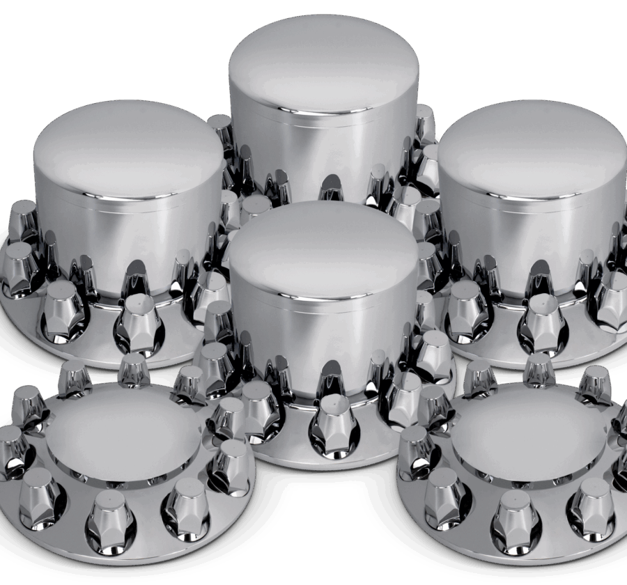 Round Axle Cover Combo Kit w/ 33mm Standard Threaded Lug Nut Covers