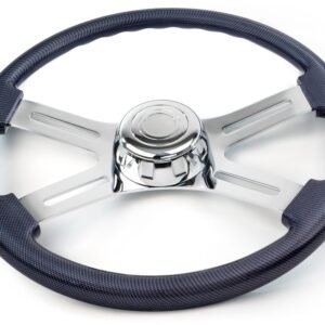 18” Carbon Fiber Wood Steering Wheel w/ 4 Chrome Spokes