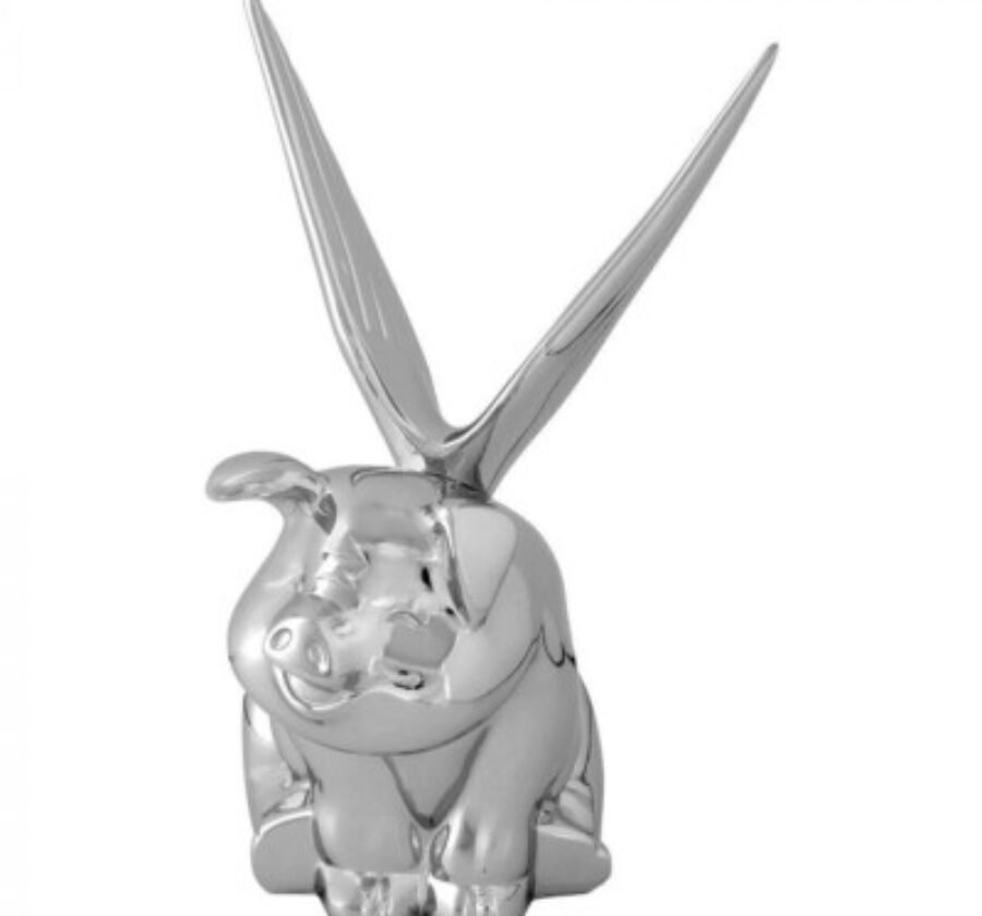 Chrome Flying Pig Hood Ornament