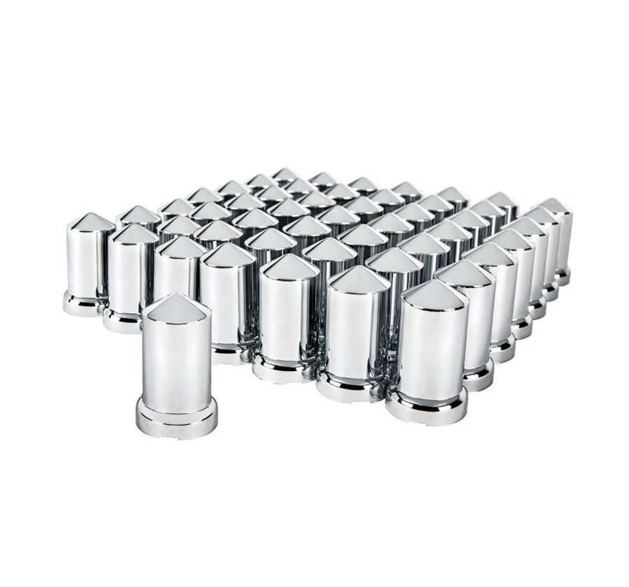 33mm Chrome Pointed Nut Covers w/ Flange (60-Pack)