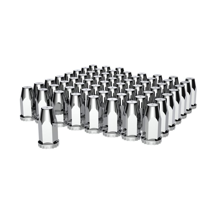 33mm Chrome Extra Tall Nut Covers w/ Flange (60-Pack)