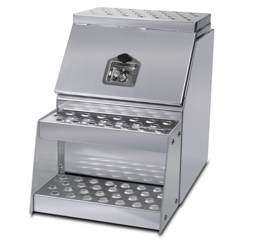 18″ Aluminum Step Tool Box w/ T-Lock & Bolt-On Steps