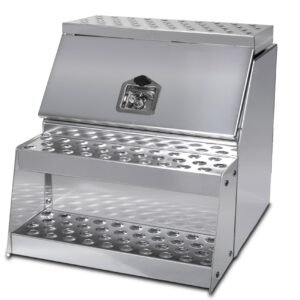 24″ Aluminum Step Tool Box w/ T-Lock & Bolt-On Steps