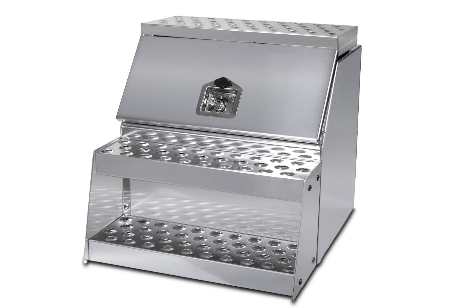 24″ Aluminum Step Tool Box w/ T-Lock & Bolt-On Steps