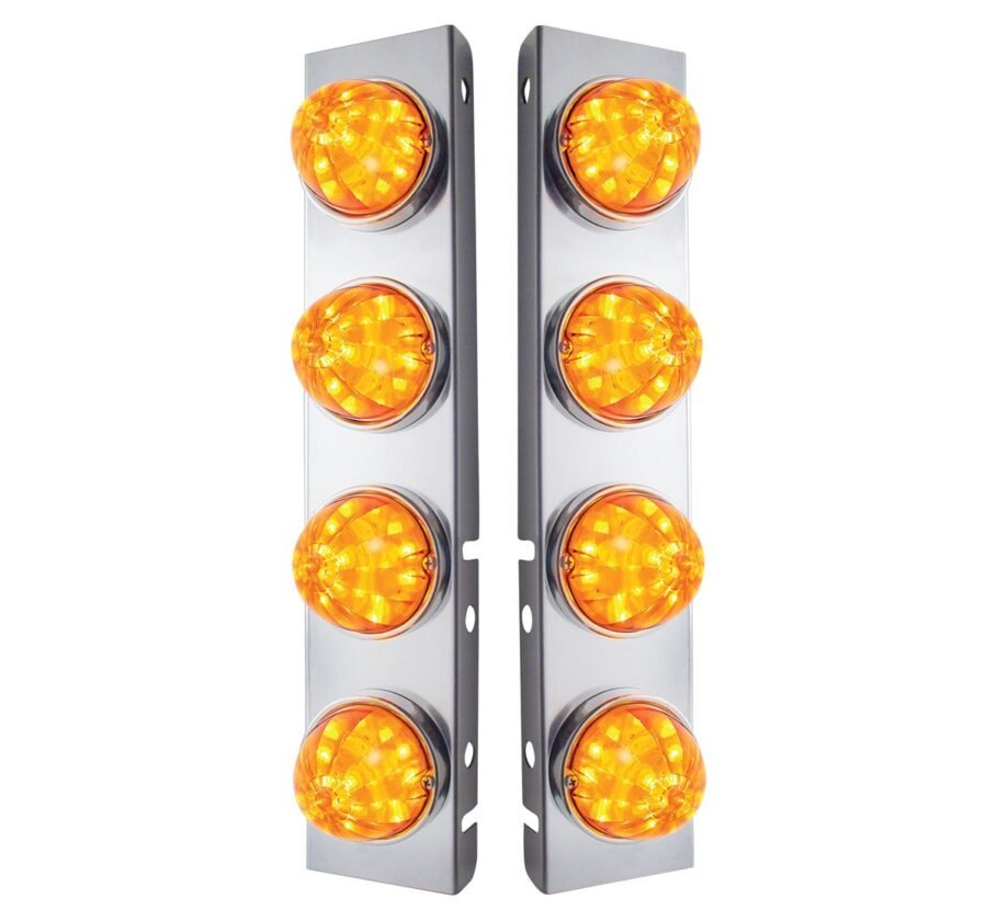 Peterbilt SS Air Cleaner Bracket w/ 8× 17 LED Watermelon Lights – Amber