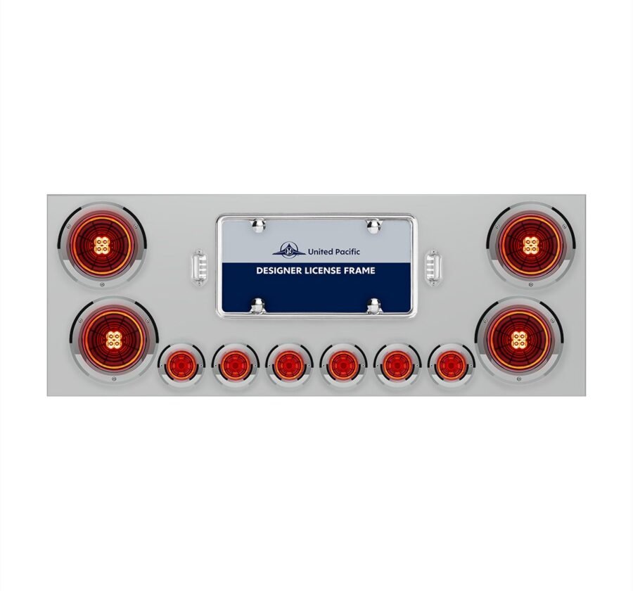 SS Rear Center Panel w/ 4×4″ Abyss Lights & 6×2″ Lights – Red LED/Red Lens
