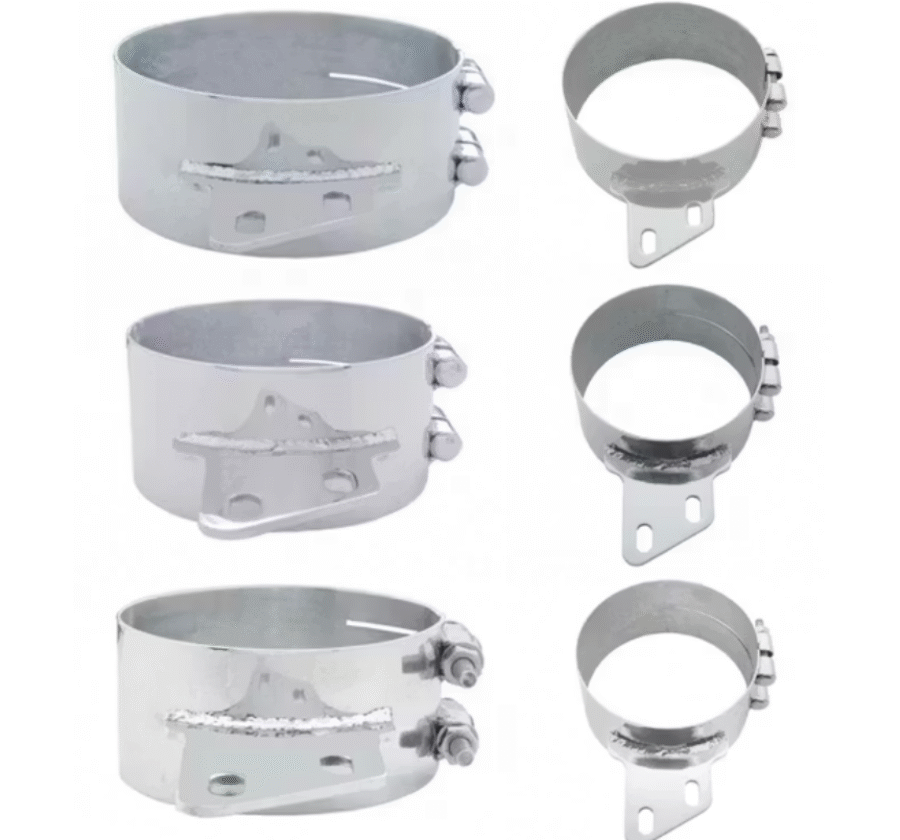 Peterbilt Wide Band Angled Exhaust Clamp Stainless Steel