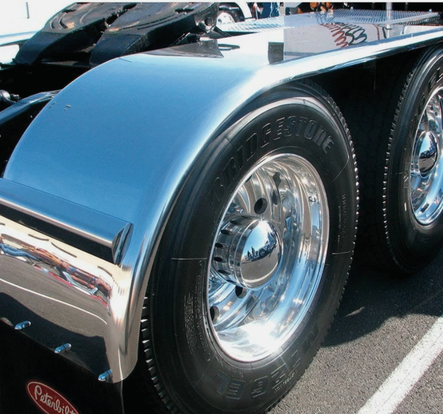 120″ Stainless Steel Smooth Full Fenders W/ Brackets Fits Peterbilt FL KW PR