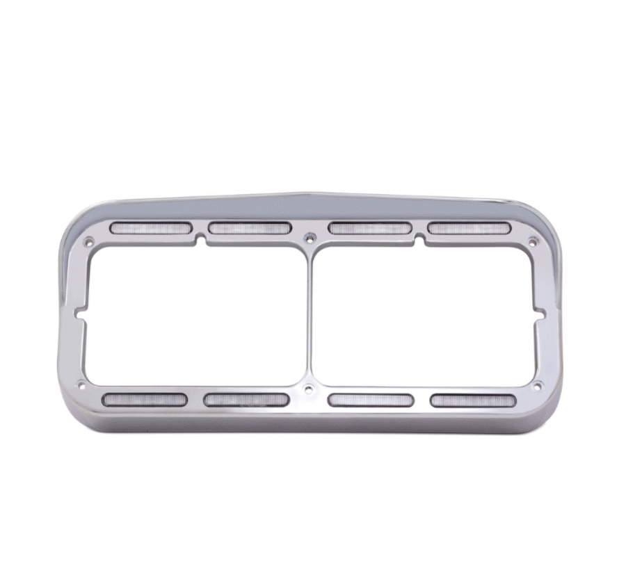 Rectangular Dual Headlight Bezel with Visor & 32 Amber LEDs