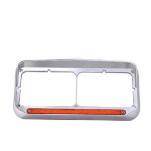 Rectangular Dual Headlight Bezel w/ Visor & 14 Amber LEDs