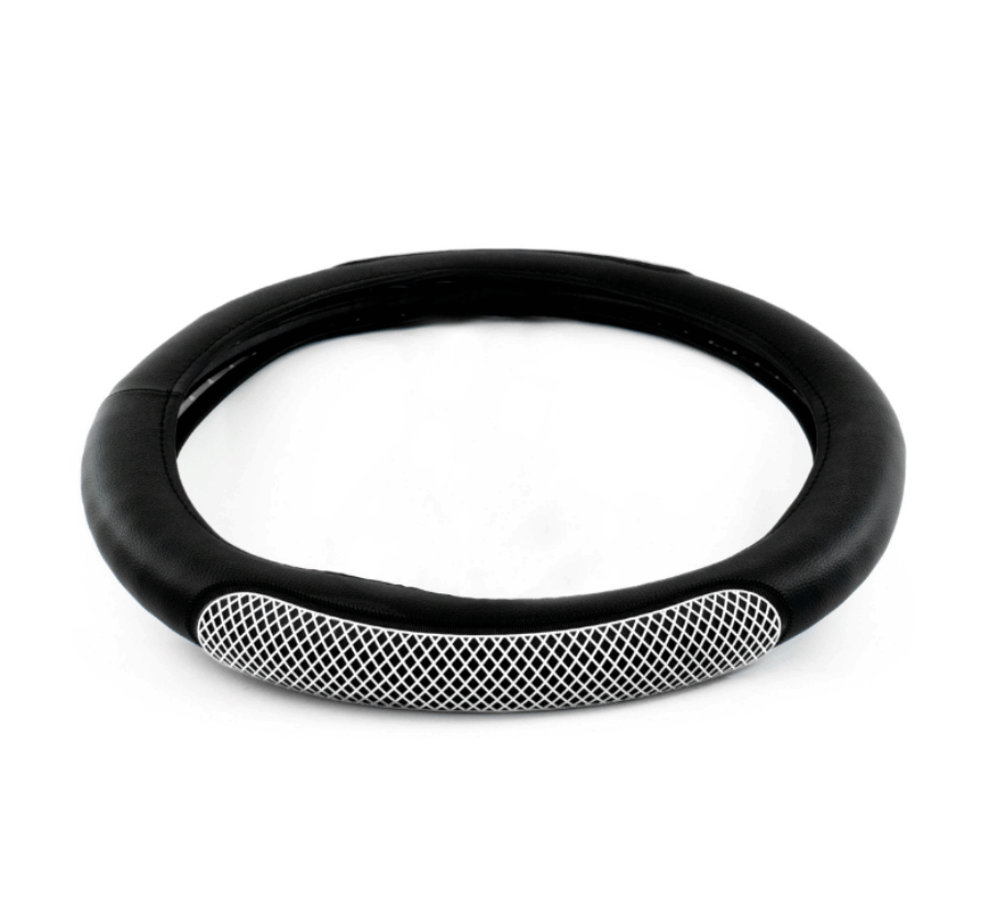 18″ White Rubber Diamond Anti-Slip Steering Wheel Cover