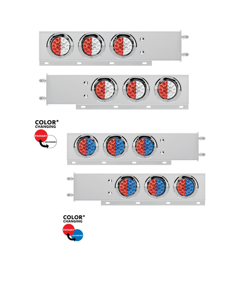 3-3/4″ Bolt Pattern SS Spring-Loaded Light Bar w/ 6× Double Fury 19 LED Lights & Visors