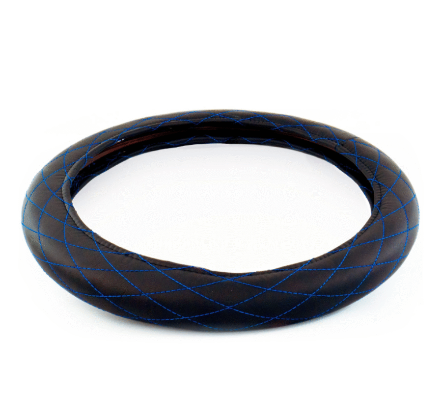18″ Diamond Cushion Steering Wheel Cover Black/Blue