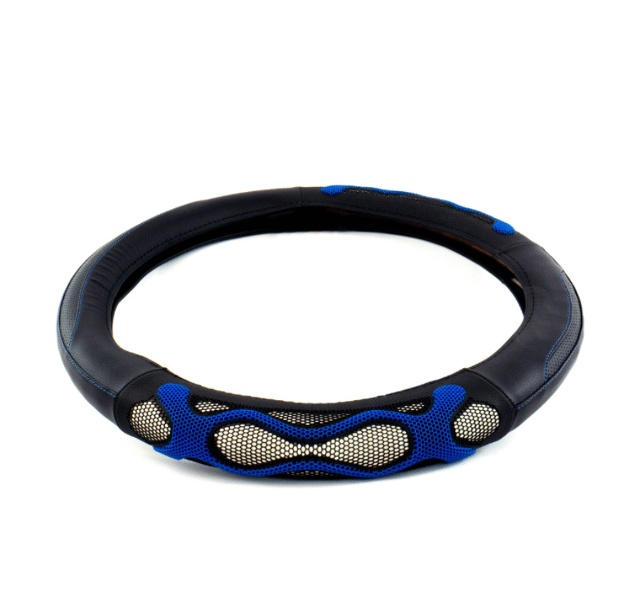 18″ Blue Rubber Waves Anti-Slip Steering Wheel Cover