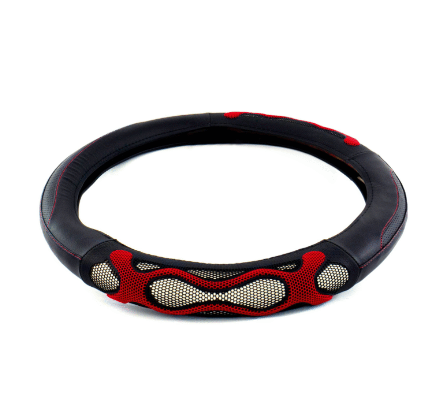 18″ Red Rubber Waves Anti-Slip Steering Wheel Cover