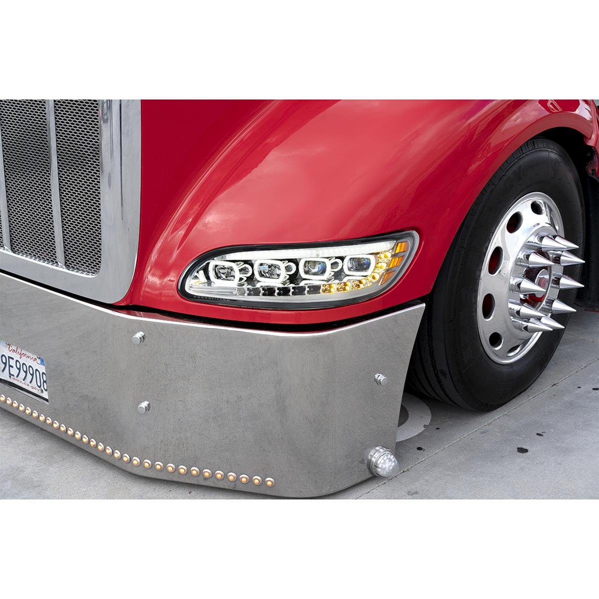 Peterbilt 386/387 Chrome LED Projector Headlight w/ Halo, Sequential Turn Signal - Image 2